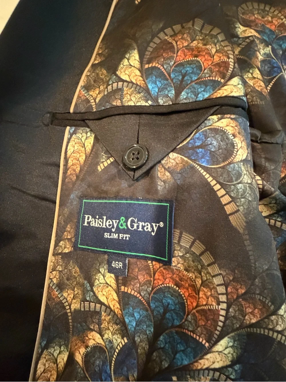 Paisley & Gray Black Velvet Sport Coat with Satin Trim
